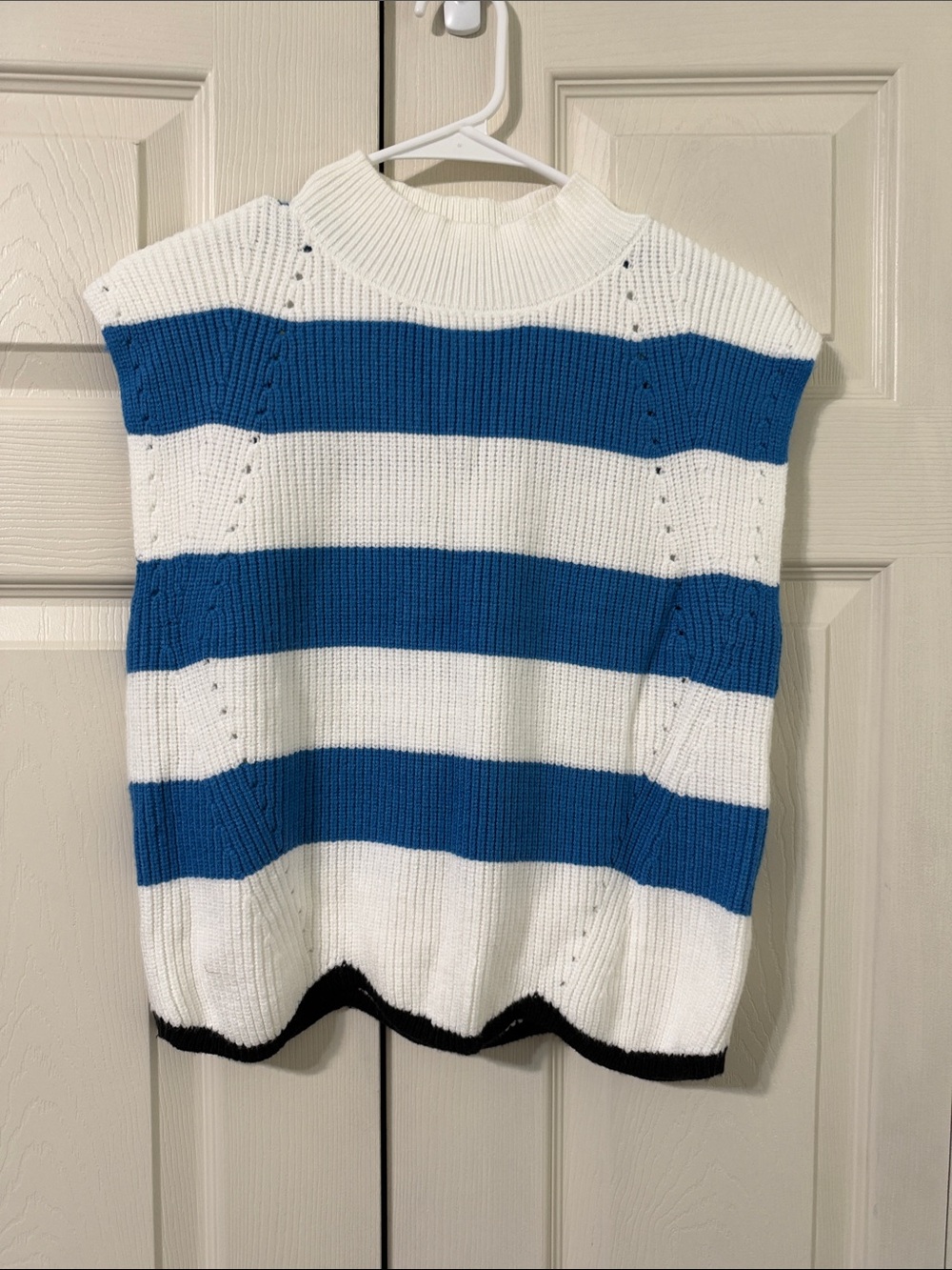 women's Chic Knit crop top- Striped & Pointelle Details, (No Brand). #0414-A